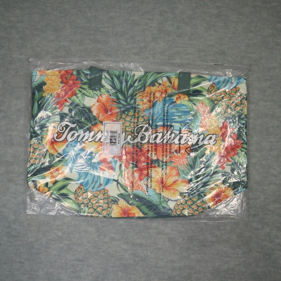 Tommy Bahama Pineapple Blooms Tote Tropical Green Floral Beach Bag Aloha NEW - Picture 2 of 7